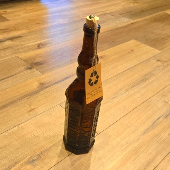 Decorative Recycled Brown Glass Bottle with Cork - Picture 1 of 6